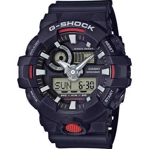 Image of Casio G-Shock mat sort resin med stål quartz multifunktion (5522) Herre ur, model GA-700-1AER